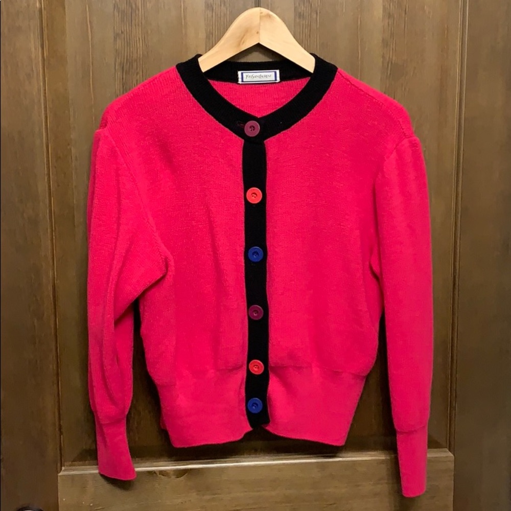 Vintage Yves Saint Laurent cardigan fuchsia